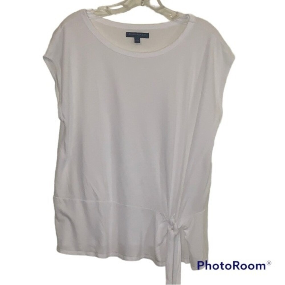 Banana Republic Factory - Ladies SS Top White, Tie at Bottom, Size Large